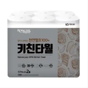 로얄라이프 100%천연펄프 2겹 키친타올 117매 6롤x1개