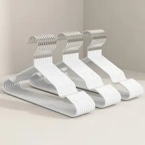 두꺼운 컬러 스테인레스 옷걸이 화이트 10P/옷걸이/논슬립/옷수납/옷보관/가정용/바지/행거/코트/정리용