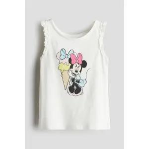 HM 브랜드관 디즈니 프릴 트리밍 슬리브리스 탑 화이트/미니 마우스 1220367005