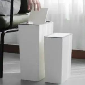 미니 휴지통 좁은 스윙형 인테리어 슬림 라인 휴지통 화이트 뚜껑형 사무실 주방