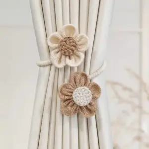 고급스러운 쌍 플라워 커튼끈 장식타이백 스트랩 버클