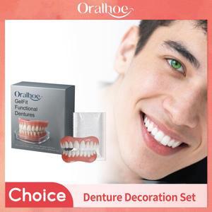 임시 틀니 세트 상하 가짜 치아 부드럽고 편안한 즉각적인 자신감 있는 미백 시뮬레이션 브레이스