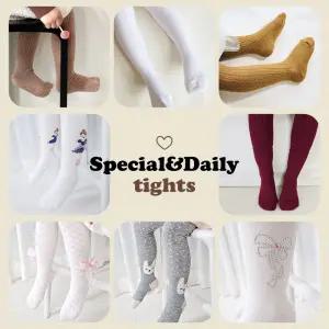 아동 무지 골지 리본 타이즈 1켤레 스타킹 레깅스 여아 어린이 유치원