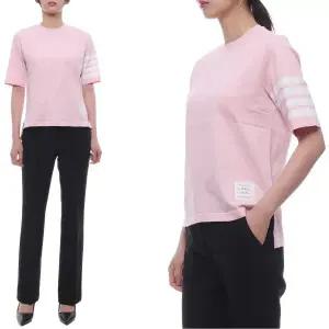 [톰브라운](마산점) 25FW 여성 사선 스트라이프 반팔티셔츠 (FJS102G 07862 680 25F)