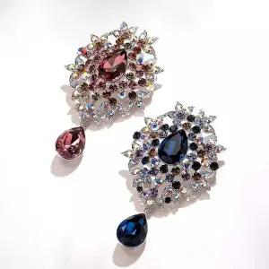 복고풍 하이덴드 럭셔리 크리스탈 루미에르 플라워 브로치