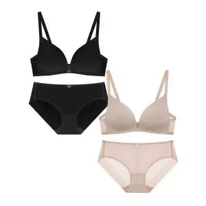 WONDERBRA [최지수 PICK][2PACK][스킨팔레트] 아쿠아 V넥 노와이어 브라팬티 세트 WIZ025(A4) 129673