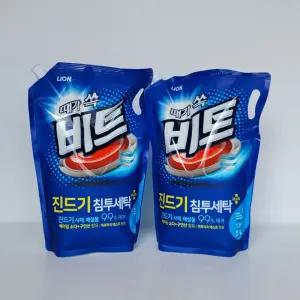 (2.7L 리필형 2개) 라이온 액체비트 파우치 (겸용)/세탁기/빨래/물비누/중성/세제/액체/일반겸용/세탁용