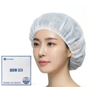 두꺼운 일회용 위생모 100매 고중량 부직포 위생 모자 주방 조리모 식당 급식 라운드캡