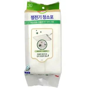두툼한 원단 먼지 포집력향상 정전기청소포 대형 30매/밀대용/밀대/전용/청소용/청소포/마른/건식/가정용