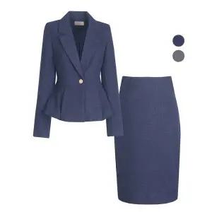 [하프클럽/비비드시크릿가너]SET 여성 벨루아 봄가을 정장 자켓 미디스커트