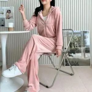 여성 크롭 후드 벨벳 와이드 집업 여름 스트릿 의류