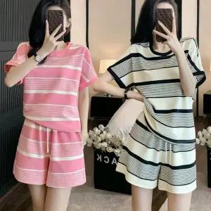 여자 여성 홈웨어 트레이닝복 세트 반바지 츄리닝 여름 스트라이프 여성홈