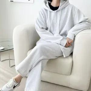 여성 와이드 츄리닝 집업 기모 세트 바지 후드 밴딩