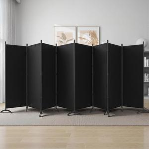 8개의 패널 룸 칸막이, 휴대용 칸막이 접이식 프라이버시 화면, 172인치 방 분리용 독립형 패브릭 기숙사 홈 스튜디오 사무실용 파티션 패널, 블랙