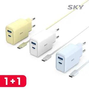 [1+1] 스카이 필 GaN 25W 큐브 초고속 충전기+USB-C to C 40W 충전 케이블