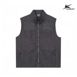 남성 메쉬 포켓 집업 베스트 차콜