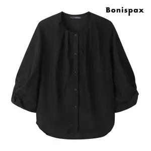 [보니스팍스](대구신세계)핀턱 벌룬 라운드넥 7부 블라우스 (XQ2SH005M0)