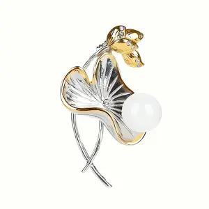 비취 연잎 물방울 브로치 옥 연꽃 장식 핀 액세서리 쥬얼리 여성 스타일