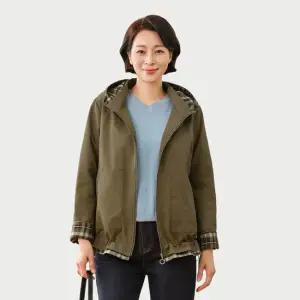 [마담엘레강스] 루이스 체크 배색 트렌치 점퍼 KYV3JP01