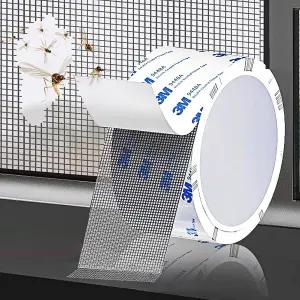 PHIXBEAR 초강력 접착 스크린 수리 테이프 교체 키트 창문 및 도어 찢어짐 구멍용 메쉬 회색 1.97인치 X