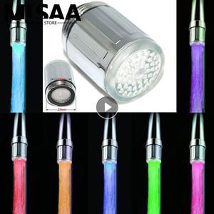 다채로운 변화 글로우 깍지 샤워헤드 수도꼭지 필터 LED 욕실 주방 액세서리