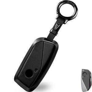 [미국배송] OLLEN 금속 키 포브 커버 BMW 2023 2024 2025 2026년형 신형 5/7 시리즈 740I 760I X1 X2 X3 X5 X6 X7 XM I5 I7 IX3 등 아연 합금 키링이 있는 풀 프로텍션 케이스 블랙