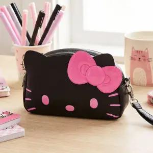헬로키티 페이스 컬러풀 파우치-블랙