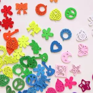 50p3set 나무 우드비즈 만들기 공예 재료 꾸미기 혼합 집콕 초1