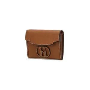 [헤지스](대전신세계)[H20] 브라운 H패치 소가죽 플랩 카드지갑 HIHO5F540W2