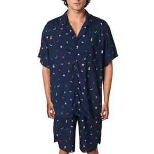 [롯데백화점]엘르이너웨어 남성 후르츠 반팔 파자마(EDMPJ212NV)