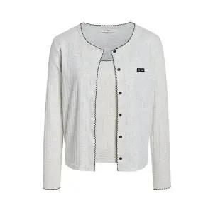 [JJ지고트](광주신세계)라인 배색 슬리브리스 가디건 세트 GR5R1CD301