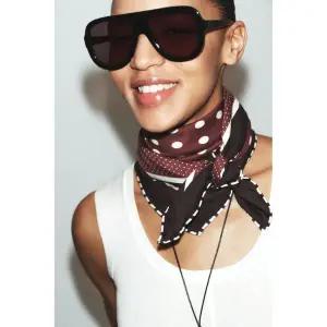 자라 ZARA 비스코스 100% 도트 프린트 스카프 - 브라운 3419020