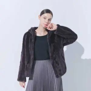 유로모피 39밍크 후디드 하프 코트