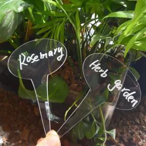 아크릴 원형 화분 식물이름표 투명 라벨 12P 펜 세트