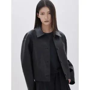 [ZOOC](하남점)페이크 레더 셔츠형 크롭 자켓 Z261PSF151