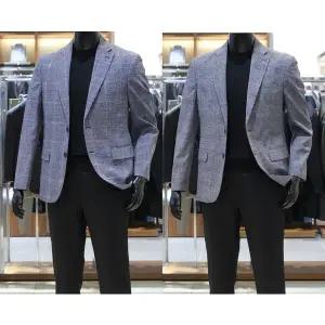 [바쏘](의정부점)25 SS 수입원사 글렌체크패턴 남성콤비재킷 블레이저 2종 [ 블루그레이,그레이 ]