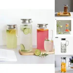 홈카페 호텔 간편세척 필터 뚜껑 내열유리 물병 1.6L/유리/예쁜/디자인/카페용/침실/커피숍/가게/업소/주방