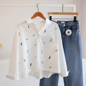 [잇수다] 크벨스 플라워 자수 포켓 루즈핏 카라 셔츠