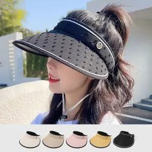 여성 여름 썬캡 브로치 포인트 예쁜 돌돌이 모자