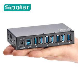 SIPOLE METAL 7포트 산업용 공급 36W 전원 USB DIN 허브 브래킷 가능 레일 다중 초고속 장착 등급 충전기