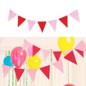 (레드) 해피파티 이벤트 가랜드 도트 삼각 플래그/프로포즈/환경/캠핑/감성/소품/아기방/차박/카페/파티용