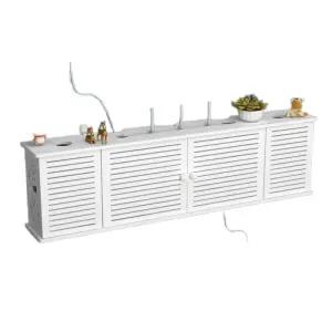 벽걸이tv선정리 셋탑박스정리함 무선 공유기 수납함 루버 전원 배선 선반걸이 콘센트