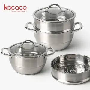 인덕션 양수 찜냄비 3중바닥 스텐 찜솥 야채 이유식 소형찜기 3종