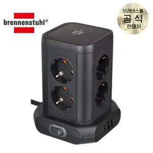 [브레넨스툴] 소켓타워 USB포트 C타입 멀티탭 8구 블랙 2m