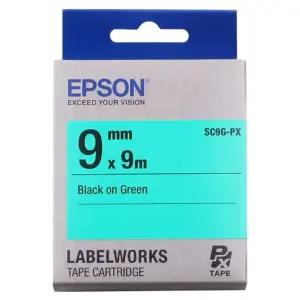 ( EPSON) 라벨테이프 9mm ( SC9G 녹색 검정)/엡손/라벨/앱손/라벨지/호환/테이프/프린터/라벨기/카트리지