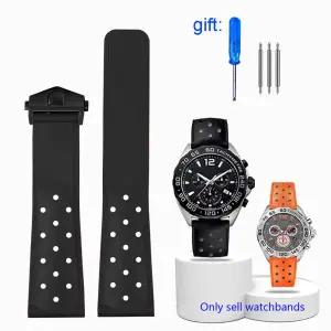 호환  CARRERA FORMULA 1 남성용 시계 밴드 22mm 시계 용 태그 호이어 모나코 스트랩 용 실리콘 고무 방수
