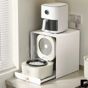 주방 밥솥 레일 전자렌지 슬라이딩 통합 제품 화이트 에어프라이어 선반 수납장 풀아웃