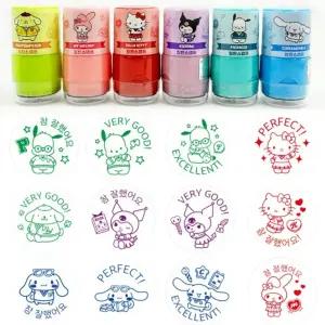 산리오 칭찬 원형 스탬프 (6개)도장놀이 스템프 찍기 캐릭터