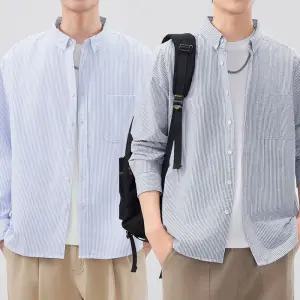 남자 스트라이프셔츠 구김없는 캐주얼 봄남방 2컬러