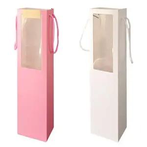 다용도 투명창 일자 쇼핑백 한송이 꽃 선물 케이스 포장 가방